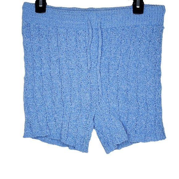 Free People Pants - Intimately Medium Baby Blue Knit‎ Drawstring Stretchy Waist Women's Shorts